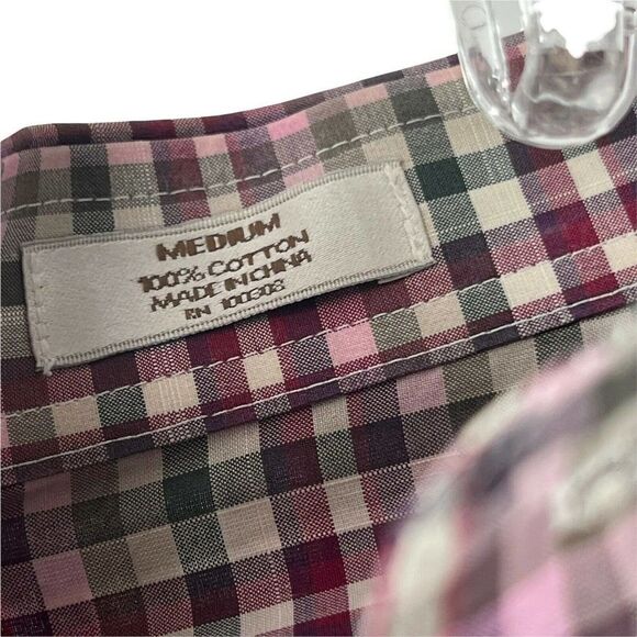 Peter Millar Long Sleeve Plaid Button Down Shirt Mens Size M Pink Red Green Top - Picture 5 of 5